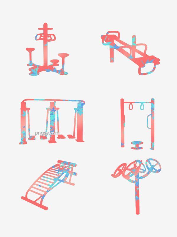 手繪彩色運動器材剪影圖片大小1024x1.